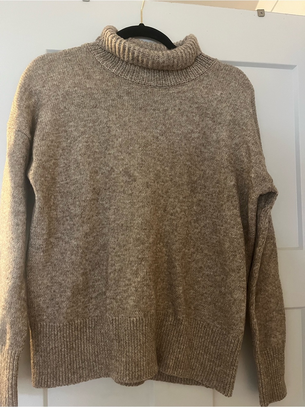 Ladies Taupe Turtleneck Sweater - Classic Knit